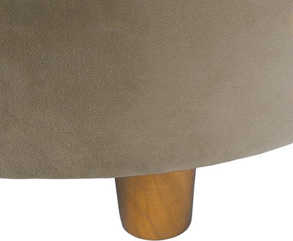 HomePop 28" Button Tufted Velvet Round Storage Ottoman - Fawn Velvet
