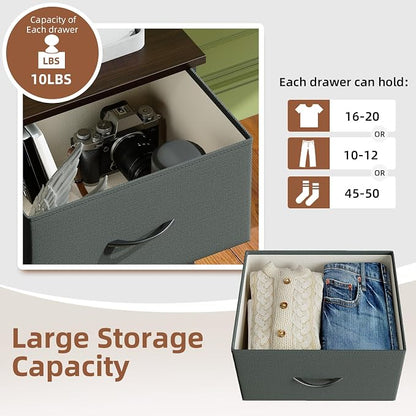 Somdot Dresser for Bedroom with 3 Drawers, Storage Organizer Chest of Drawers with Removable Fabric Bins for Closet Bedside Living Room Laundry Entryway Hallway, Charcoal Grey