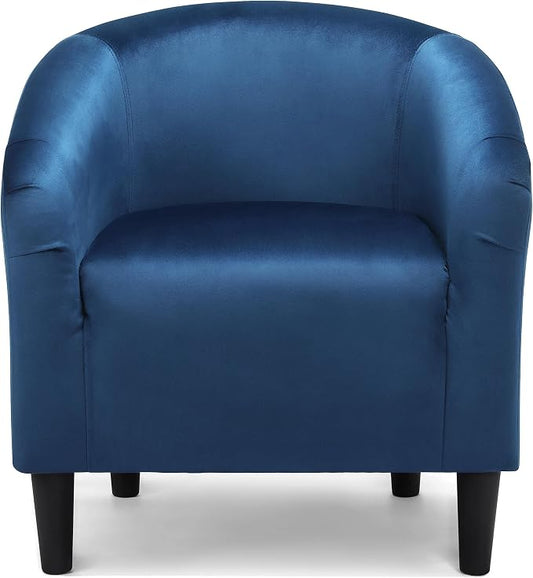 Topeakmart Velvet Accent Chair, Modern Club Chair Upholstered Armchair with Solid Legs Comfy Sofa Chair for Living Room/Bedroom/Waiting Room, Pagoda Blue