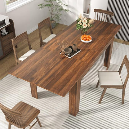 59"-86" Extendable Dining Table for 6-10 Person, Wooden Dining Room Table, Modern Extendable Table for Gatherings, Meeting for Small Kitchens, Dining Office Areas(Walnut)
