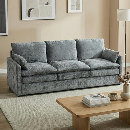 Iroomy 83" Chenille Cloud Couch, Modern Sofa 3 Seater, Comfy Plush Thick Cushions, Pocket Springs, Cloud-Like Comfort Sofas for Small Living Room Apartment, Gray | 9.5" Thick Cushions
