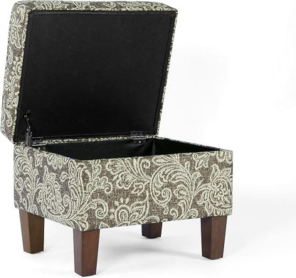 HomePop 22" Modern Rectangular Storage Ottoman - Brown Jacobean Print