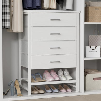 BOLUO White Dresser for Closet with 4 Drawers and Shelf Large Closet Drawers for Closet Organizers and Storage Bedroom Dorm Modern