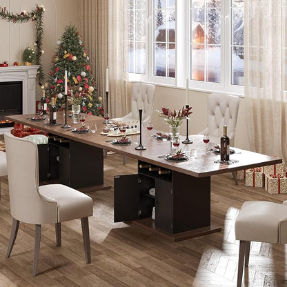 Extendable Dining Room Table for 4-6, 47-63 Inch Faux Marble Extendable Dining Table, Modern Expandable Rectangle Kitchen Dining Table with Storage for Kitchen Living Room