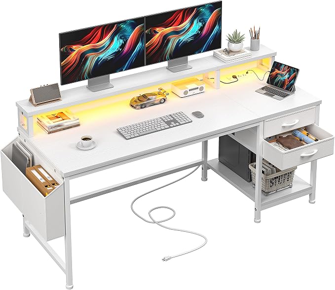 DurayLoly 55" Small Gaming Desk with Remote Control RGB Light for Teen Gamer,10m Full-Color Strip with Wireless Remote,20 Dynamic & 20 Lighting Modes, Effortless Control to Level Up Your Gaming Vibe