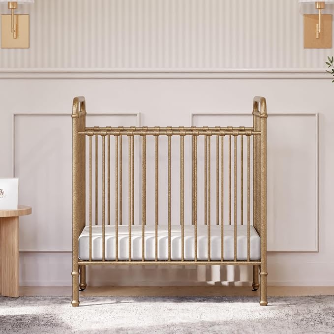 Namesake Abigail 3-in-1 Convertible Baby Crib, Vintage Gold | GREENGUARD Gold Certified, Converts to Toddler Bed & Daybed, 4 Adjustable Mattress Heights, Conversion Kits Sold Separately