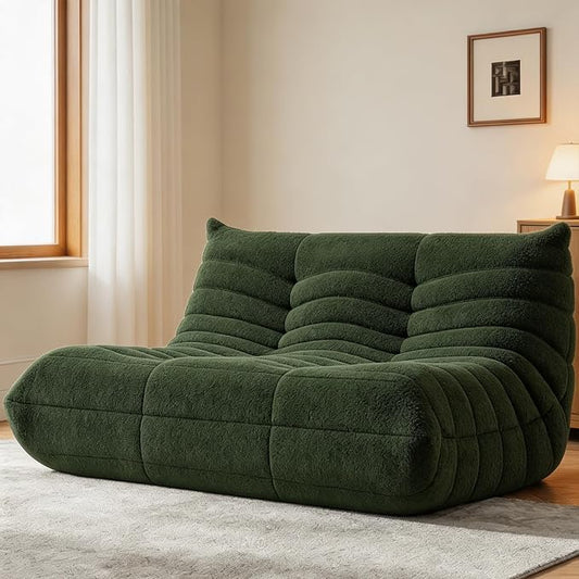 WHGBJA Bean Bag Chairs for Adults with Memory Foam Couch, Loveseat Sofa Chair for Bedroom, Living Room, Reading, Gaming Floor Sofa Couch, Boneless, Comfy