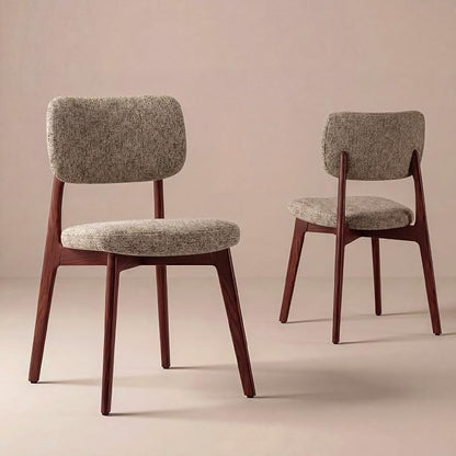 COLAMY Dining Chairs Set of 6, Modern Upholstered Kitchen Room Chairs with Solid Red Oak Wood Legs, 5-Min Easy Assembly Anti-Wobble, High-Weight Fabric Farmhouse Side Chair, 300lbs,Walnut,Brown