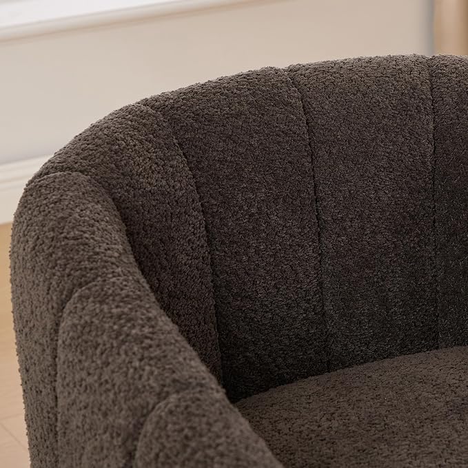 Swivel Barrel Chair, 360 Degree Round Swivel Accent Chair for Living Room, Mid Century Modern Upholstered Accent Chair,Comfy Tufted Sofa Armchairs for Bedroom,Nursery,Boucle,Charcoal