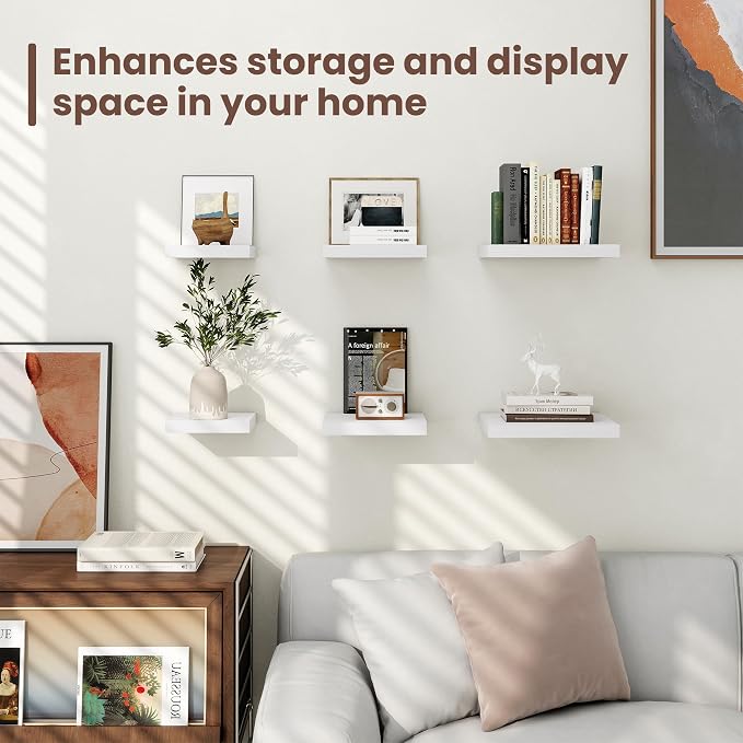 Fun Memories Floating Shelves for Wall - 9.3 Inch Square Shelves with Invisible Brackets, Small Wall Shelf for Living Room, Bathroom, Bedroom, and Kitchen Decor Set of 3