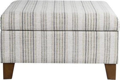 HomePop Harper Luxury 28" Square Storage Ottoman - Gray Striped Pattern