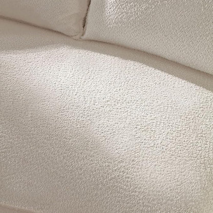 KEIKI 129" Luxury Curved Boucle Sectional Sofa with Right Chaise, Upholstered Modern Style Oversized 5-Seater Couch with Thickened Seat Cushions, Easy Assembly, for Apartment, Living Room, White
