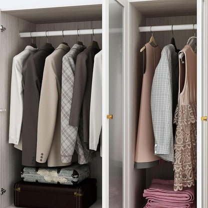 MOUMON Bedroom Armoires with Frosted Glass Doors and Hanging Rod, Wide Modern Wardrobe with Drawers, Large Armoire Wardrobe Closet, Wood Grain 63" W x 19.7" D x 70.9" H