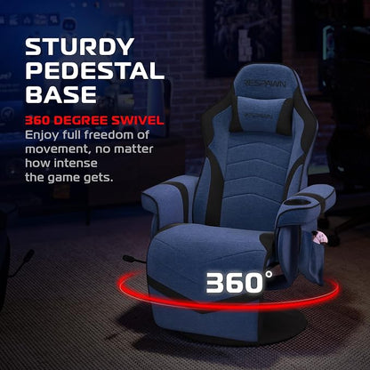 Respawn 900 Console Gaming Recliner with Footrest and Lumbar Support - Comfortable Ergonomic Gaming Chair with Headrest, No Wheels, Reclining, Heavy Duty, Racing Style Video Game Chairs - Blue Fabric