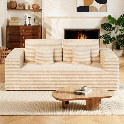 Luxanimarion 80'' Modern Cloud Loveseat Sofa, No Assembly Required Deep Seat Comfy Small Couches Includes 2 pcs Pillows for Living Room, Bedroom, Apartment(Khaki)