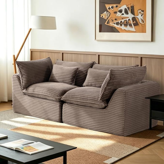 Boneless Couch Sectional Sofas Cloud Couches for Living Room | 74.8'' Modern Modular Cloud Sofa with Pillows for Bedroom