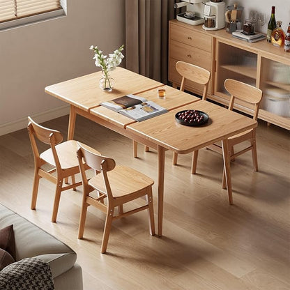 Muwuele Solid Wood Extendable Dining Table for 4-8 People with Seamless Extension from 47.2 to 63 Inches, Easy Assembly, Expandable Tables for Small Spaces, Dining Room, Kitchen, Living Room, Natural