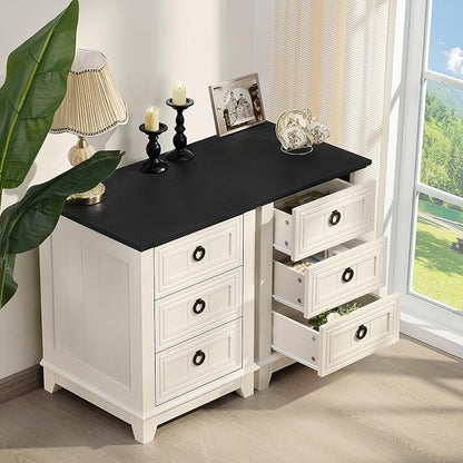 Joaxswe 18" Farmhouse Night Stand with 3 Drawers, Wood End Table Dresser for Bedroom, White Nightstand, Bed Side Table with Metal Handle, Bedside Cabinet for Bedroom Living Room, Closet