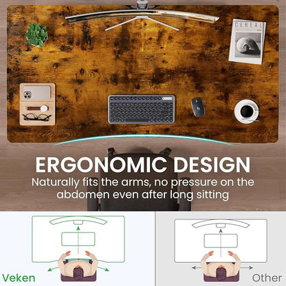 Veken Standing Desk 55 x 28 Inch, Sit to Stand Up, Work Home Office Computer Table for Study, Walking Pad, Writing, and Games, Wooden Desktop Desks, Brown