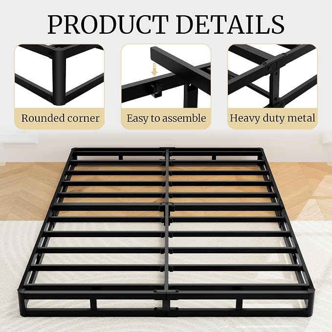 Awesofurni King Box Spring, 5 Inch Low Profile King Size Box Spring Only, Heavy Duty Metal Frame Mattress Foundation with Fabric Cover, Easy Assembly-Noise Free