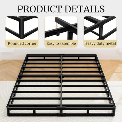 Awesofurni King Box Spring, 5 Inch Low Profile King Size Box Spring Only, Heavy Duty Metal Frame Mattress Foundation with Fabric Cover, Easy Assembly-Noise Free