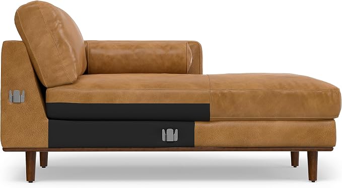 SIMPLIHOME Morrison Right Sectional Sofa in Full-Grain Genuine Leather, Sienna, 102-inches Wide, L-Shaped Leather Couch with Right Chaise for the Living Room and Family Room