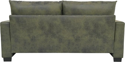 Ball & Cast 69" Loveseat Sofa, Modern Love Seat Couches for Living Room, Upholstered 2 Seater Small Couch with 2 Throw Pillows for Bedroom,Apartment,Office,Easy Assembly,Olive Green
