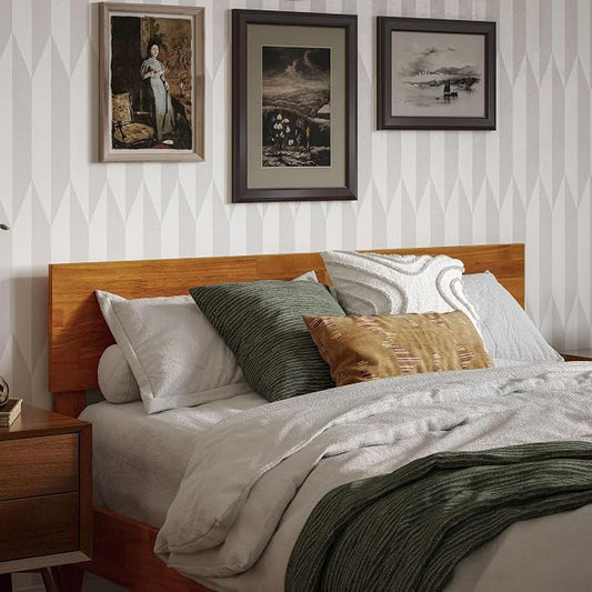 AFI, Orlando Full Adjustable Modern Solid Wood Panel Headboard, Light Toffee