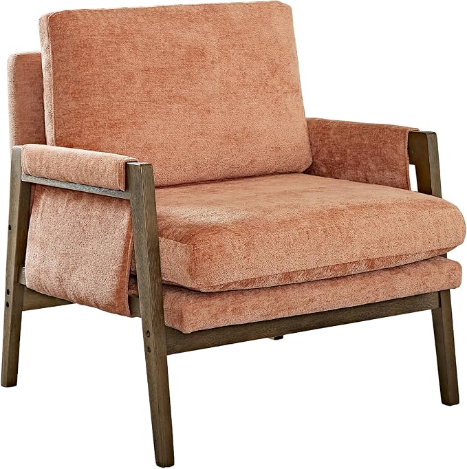 Roundhill Furniture Kelly Mid-Century Modern Accent Armchair, Orange