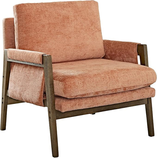 Roundhill Furniture Kelly Mid-Century Modern Accent Armchair, Orange