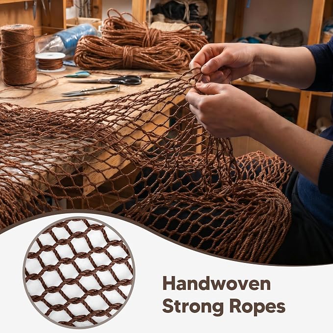 SUNCREAT Hammocks Backyard Rope Hammock, Heavy Duty Large Hammock for Outside, Brown