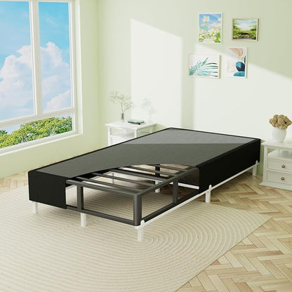 Superay Twin Box Spring, 10 inch Box Spring for Twin Bed, Heavy Duty Metal Bed Frame with Fabric Cover, 3000lbs Max Weight Capacity Bed Base Mattress Foundation, Easy Assembly, Noise Free, Black