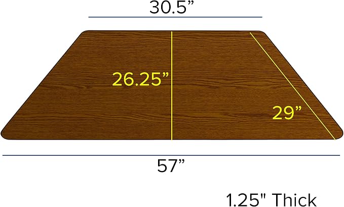 Flash Furniture Wren 29''W x 57''L Trapezoid Oak HP Laminate Activity Table - Standard Height Adjustable Legs