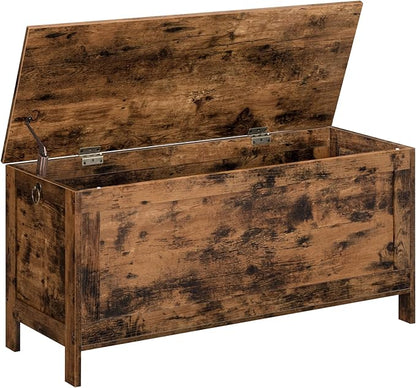HOOBRO Toy Box, Retro Wooden Look Storage Chest with Safety Hinge, Entryway Storage Bench Supports 220 lb, 39.4 x 15.7 x 18.9 Inches Toy Chest Organizer, Easy Assembly (Rustic Brown) BF100CW01G1