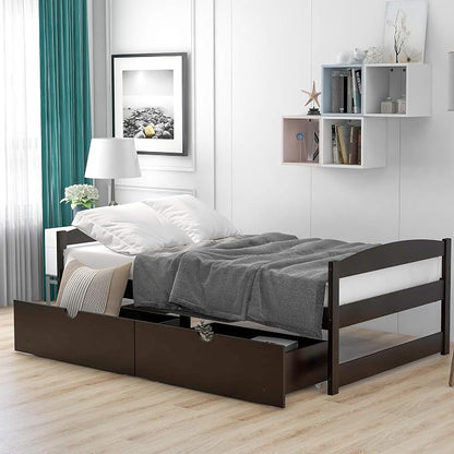 Merax Twin Wood Daybed with Two Drawers Sofa Bed for Kids Boys Girls/No Box Spring Needed Espresso