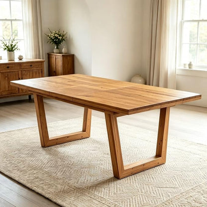 55-70.5" Extendable Dining Table Pine Expandable Dining Room Table for 4 6 8 People Large Rectangle Table Space Saving for Dining Room Living Room Home Office, Brown