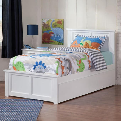 AFI, Madison Twin XL Platform Bed with Matching Footboard & Storage Drawers, White