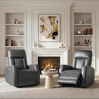 KISLOT Wall Hugger Power Recliner Chair with USB & Type-C Ports Faux Leather Recliner 135° Reclining Small Space Electric Sofa for RV Living Room Bedroom