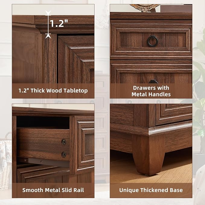 Joaxswe Farmhouse 6 Drawer Dresser for Bedroom Set of 2, 41" Tall Small Dressers & Chest of Drawers, Rustic Wood Dresser with Metal Handle, Storage Organizer Closet for Living Room, Hallway, Entryway
