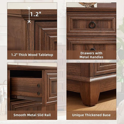 Joaxswe Farmhouse 6 Drawer Dresser for Bedroom Set of 2, 41" Tall Small Dressers & Chest of Drawers, Rustic Wood Dresser with Metal Handle, Storage Organizer Closet for Living Room, Hallway, Entryway