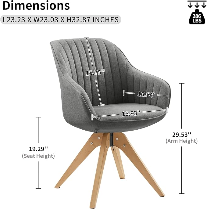 Art Leon Beech Wood Swivel Desk Chair for Home Office, No Wheels
