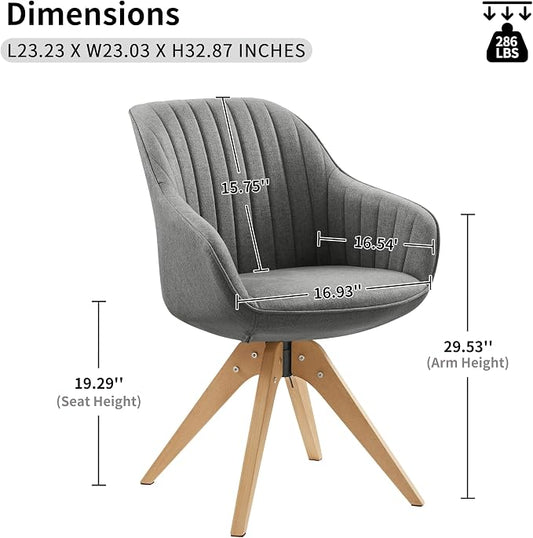 Art Leon Beech Wood Swivel Desk Chair for Home Office, No Wheels
