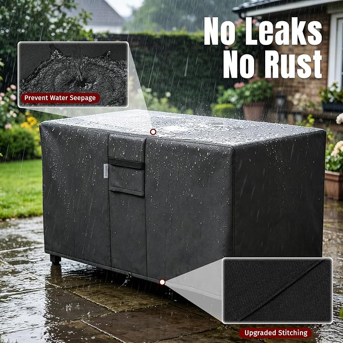 SHINESTAR Fire Pit Cover Rectangular, Fits for 40-44 Inch Fire Pit Table, 600D Heavy Duty Fabric, Waterproof and Windproof, 44 x 24 x 24 Inches, Black