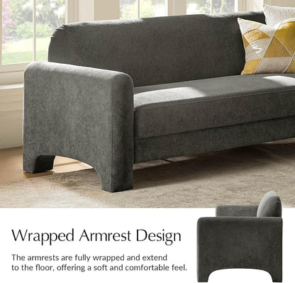 HULALA HOME 84" Modern Curved Sofa, 3 Seater Sofa for Living Room, Grey | For Living Room
