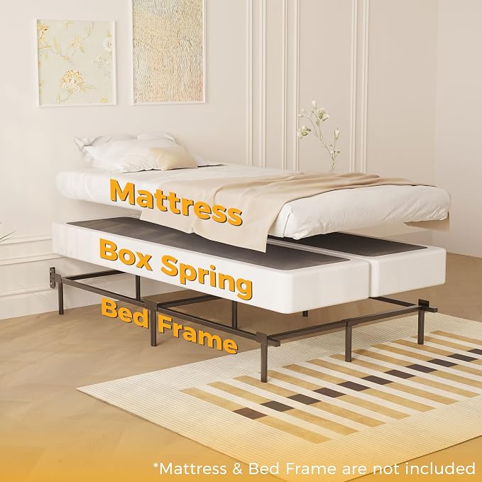 Maenizi Split Twin Box Spring 5 Inch, Easy Assembly Bed Foundation, Heavy Duty Low Profile Metal Twin Box Spring Only with Fabric Cover, Noise Free