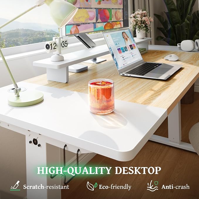 SIAGO Electric Standing Desk Adjustable - 55 x 24 Inch Sit Stand up Desk with 0.8 Inch Thick Tabletop - Adjustable Height Table with 3 Memory Preset, Cable Management for Home Office