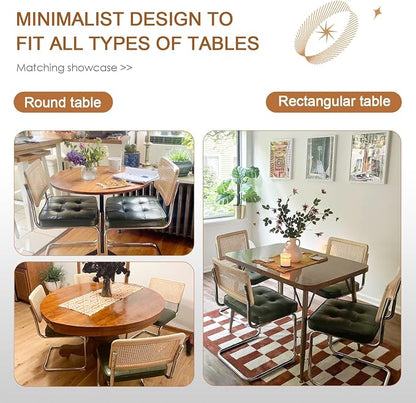 Zesthouse Natural Rattan Dining Chairs Set of 2, Mid Century Modern Dining Room Chairs with Chrome Leg, Faux Leather Kitchen Chair with Solid Wood Back & Cane Mesh, Breuer Cesca Design Inspired, Green