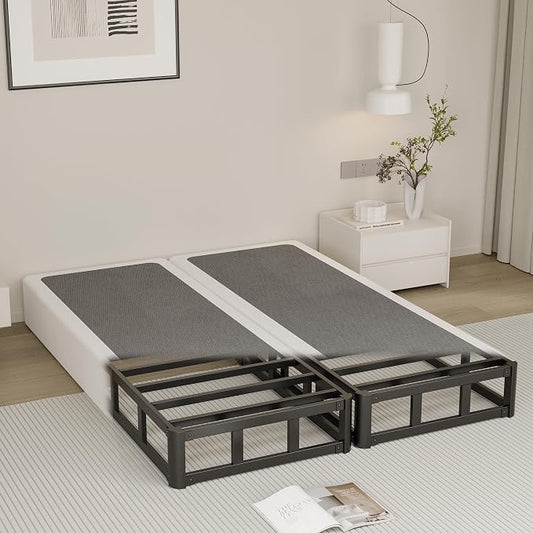 Yicensen 7 Inch Queen Box Spring, Split Design for Easy Setup in Apartments, Heavy Duty Steel Frame, Non-Slip Mattress Base Fabric Cover, Noise Free