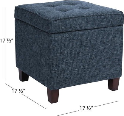 HomePop 18" Square Tufted Storage Ottoman - Dusty Navy