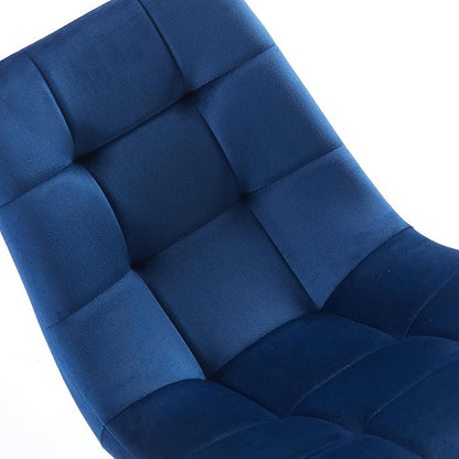 NORDICANA Navy Blue Velvet Dining Chairs Set of 4, Upholstered Tufted Kitchen Chairs, Comfortable Seat, Metal Leg, Easy Assembly